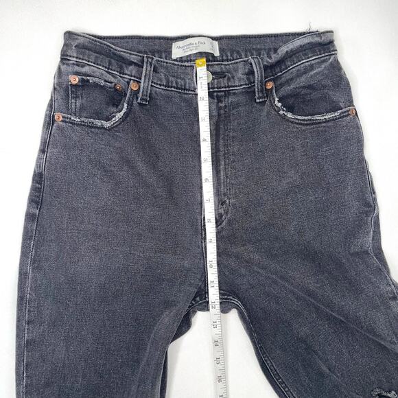 Abercrombie & Fitch The Ankle Straight Black Distressed Ultra High Rise Sz 27/4 - Picture 6 of 10